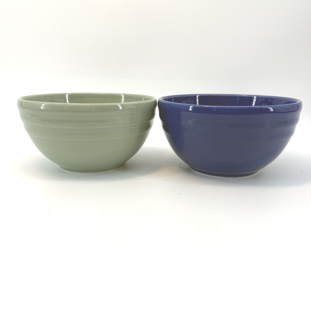Lot of 2 PIER 1 Ironstone New Essentials Azure‎ Cereal Bowls 5.75" Brazil RARE